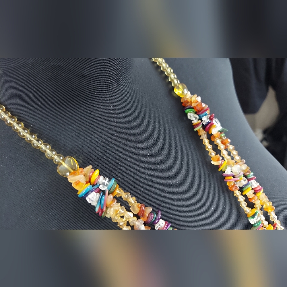 Multi-Stone Multi-Color Three Strand Statement Ne… - image 3